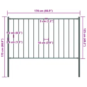 Khine Metal Fence Panels Included Anthracite / 1.7m W x 1.25m H