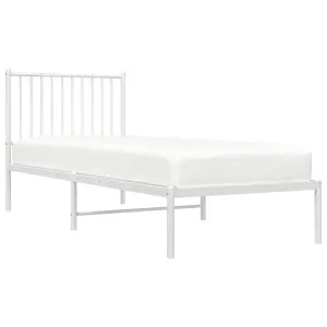 Berkfield Metal Bed Frame with Headboard White 80x200 cm