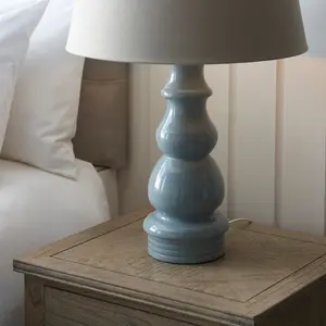 Luminosa Provence & Cici Base & Shade Tall Table Lamp Blue Grey Glaze & Satin Nickel Plate