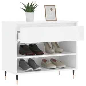 Shoe Cabinet High Gloss White 70x36x60 cm Engineered Wood