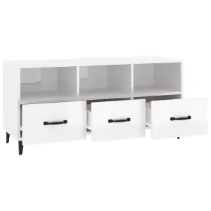 Berkfield TV Cabinet High Gloss White 102x35x50 cm Engineered Wood