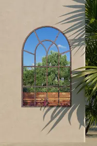 MirrorOutlet Chelsea Metal Arch shaped Decorative Window Effect Garden Mirror 90cm X 60cm