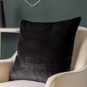 Bloomsbury Geometric Square Throw Cushion Black