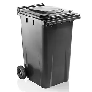 Large 240 Litre Grey Coloured Outdoor Council Wheelie Bins Complete With Lid And Wheels