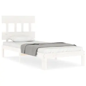 Berkfield Bed Frame with Headboard White 100x200 cm Solid Wood