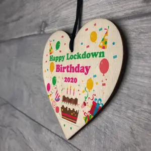 Happy Lockdown Birthday Gift For Him Her Wooden Heart Quarantine Gift Keepsake