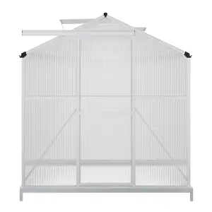 Polycarbonate Greenhouse Aluminium Frame Walk In Garden Green House with Base Foundation Silver 10x6 ft