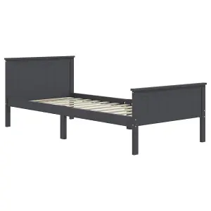 Berkfield Bed Frame Grey Solid Wood Pine 100x200 cm