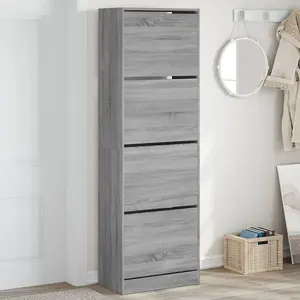 Berkfield Shoe Cabinet with 4 Flip-Drawers Grey Sonoma 60x34x187.5 cm