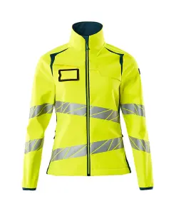 Mascot Accelerate Safe Ladies Fit Softshell Jacket (Hi-Vis Yellow/Dark Petroleum)  (Small)