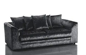 Bella Crushed Velvet 3 Seater Sofa Black