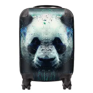 Panda Face Splashart Dark Background Suitcase - Mini Cabin