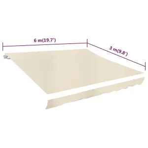 Awning Top Sunshade Canvas Cream 6x3m (Frame Not Included)