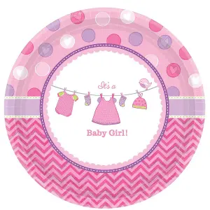 Amscan Baby Girl Paper Love Dessert Plate (Pack of 8) Pink (One Size)