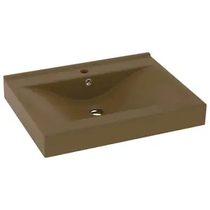 Belfry Bathroom Grenkie 600mm L x 460mm W Ceramic Rectangular Sink with Overflow Cream