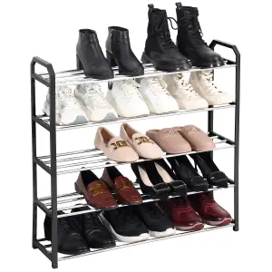 House of Home 5 Tier Shoe Rack Freestanding Metal Rail Stand 15-20 Pairs Quick Build Black