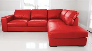 WESTPOINT VENICE BIG CORNER SOFA FAUX LEATHER RED RIGHT HAND SIDE