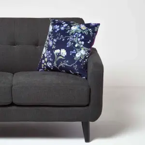 Homescapes Floral Midnight Garden Purple Filled Velvet Cushion 46 x 46 cm