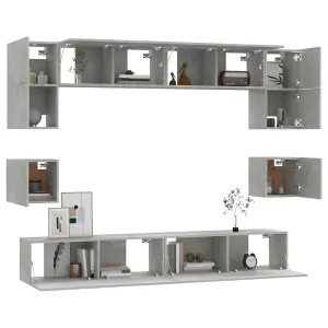 Berkfield 8 Piece TV Cabinet Set Concrete Grey Engineered Wood