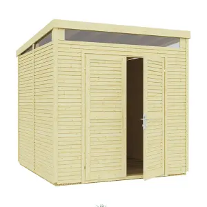 8 x 8 (2.4m x 2.4m) - Pent Security Shed - Double Doors - 19mm Tongue and Groove Walls & Floor