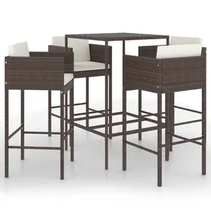 Garden Bar Set with Cushions Brown