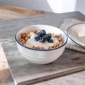 Nicola Spring - White Farmhouse Cereal Bowls - 15cm - Pack of 6