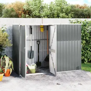 Alfeus Garden Tool Shed Grey 225x89x161 cm Galvanised Steel