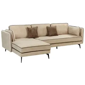 Corner Sofa ALTAN Beige Velvet Right Hand