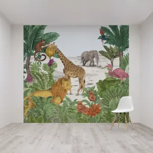 Art for the Home Multicolour Watercolour jungle Matt Mural