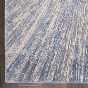 Blue Grey Silky Textures Abstract Optical/ (3D) Modern Rug For Bedroom & Living Room-160cm X 221cm