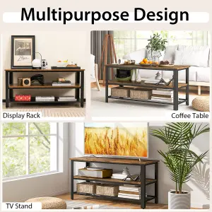 Costway Industrial TV Stand for TVs up to 50 Inch 3-Tier Entertainment Center Console Coffee Table