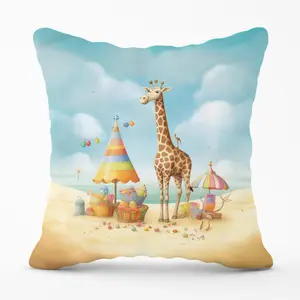 Giraffe On A Beach Holiday Cushions 45cm x 45cm