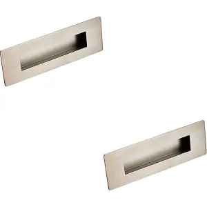 2x Recessed Sliding Door Flush Pull Handle 180 x 60mm Satin Stainless Steel