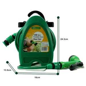 Garden 10m Hose Reel Watering Gun Compact Portable Hose Pipe Cart Sprayer