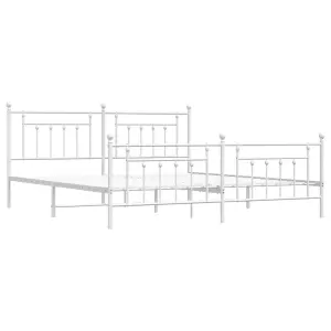 Berkfield Metal Bed Frame with Headboard and Footboard White 193x203 cm