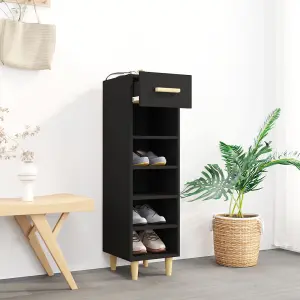 Berkfield Shoe Cabinet Black 30x35x105 cm Engineered Wood