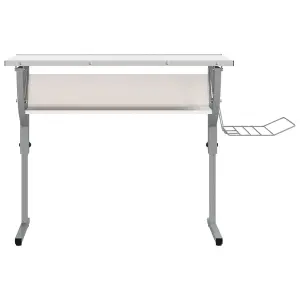 Berkfield Craft Desk White&Grey 110x53x(58-87) cm Engineered Wood&Steel