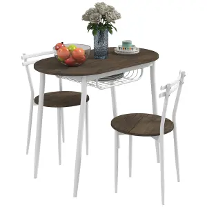 HOMCOM Dining Table and Chairs Set of 3, Oval Kitchen Table with 2 Chairs