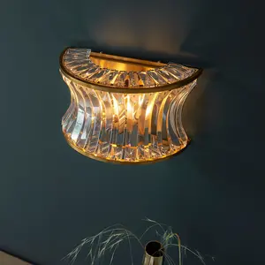 Luminosa Vittoria Wall Lamp Warm Brass Plate, Crystal And Clear Glass