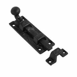 Door Bolt Scroll Black Straight  - 100mm