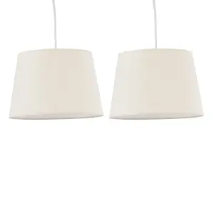 First Choice Lighting Set of 2 Natural Cotton 23cm Tapered Cylinder Pendant or Lamp Shades