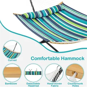 Yaheetech Green Stripe 216 kg Capacity Hammock with Steel Stand Set