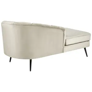 Right Hand Velvet Chaise Lounge Beige ALLIER