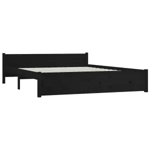 Berkfield Bed Frame Black Solid Wood 150x200 cm King Size