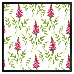 Pink & green leaves (Picutre Frame) / 20x20" / Grey