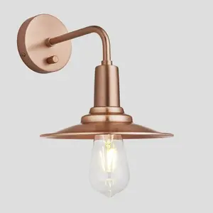 Industville Sleek Flat Wall Light, 8 Inch, Copper, Copper Holder