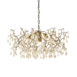 Luminosa Rimini 4 Light Ceiling Pendant Aged Gold Paint & Champagne Lustre Glass