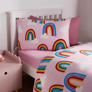 Rainbow Duvet Cover Set Warm Teddy Fleece Bedding Supersoft Quilt Thermal Warm