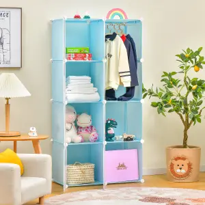 Costway Portable Kids Wardrobe 8-Cube Baby Closet Dresser Children's Storage Organizer