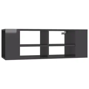 vidaXL Wall-Mounted TV Cabinet High Gloss Grey 102x35x35 cm Engineered Wood